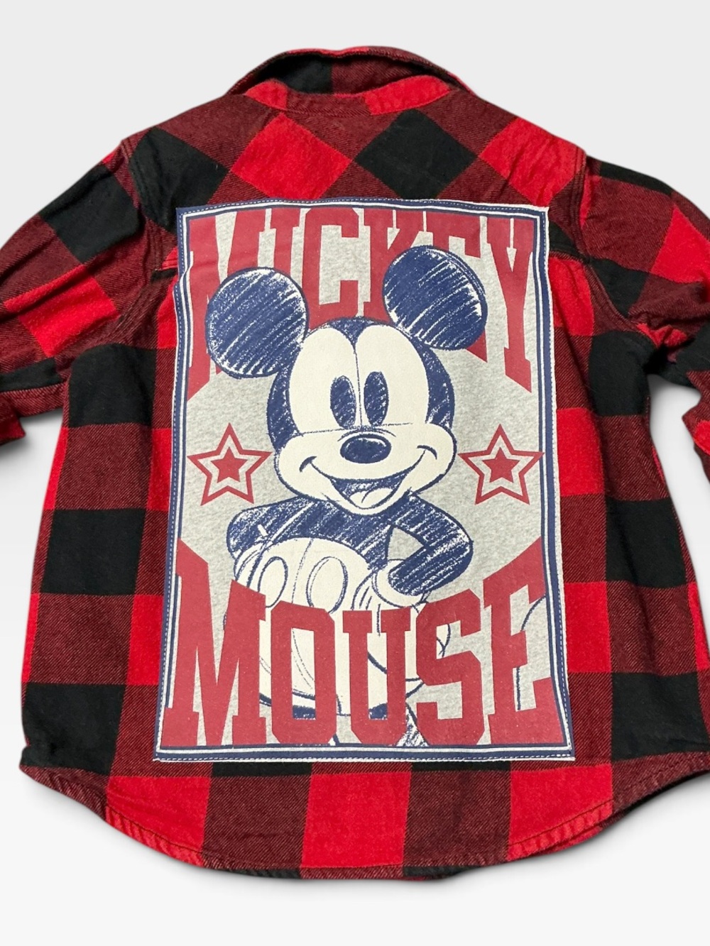 DISNEY Theme Mickey Mouse Upcycled Kids Flannel Shirt